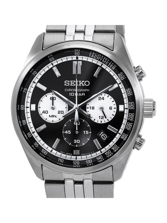 NWT Seiko Chronograph Quartz Black Dial Men\'s Watch